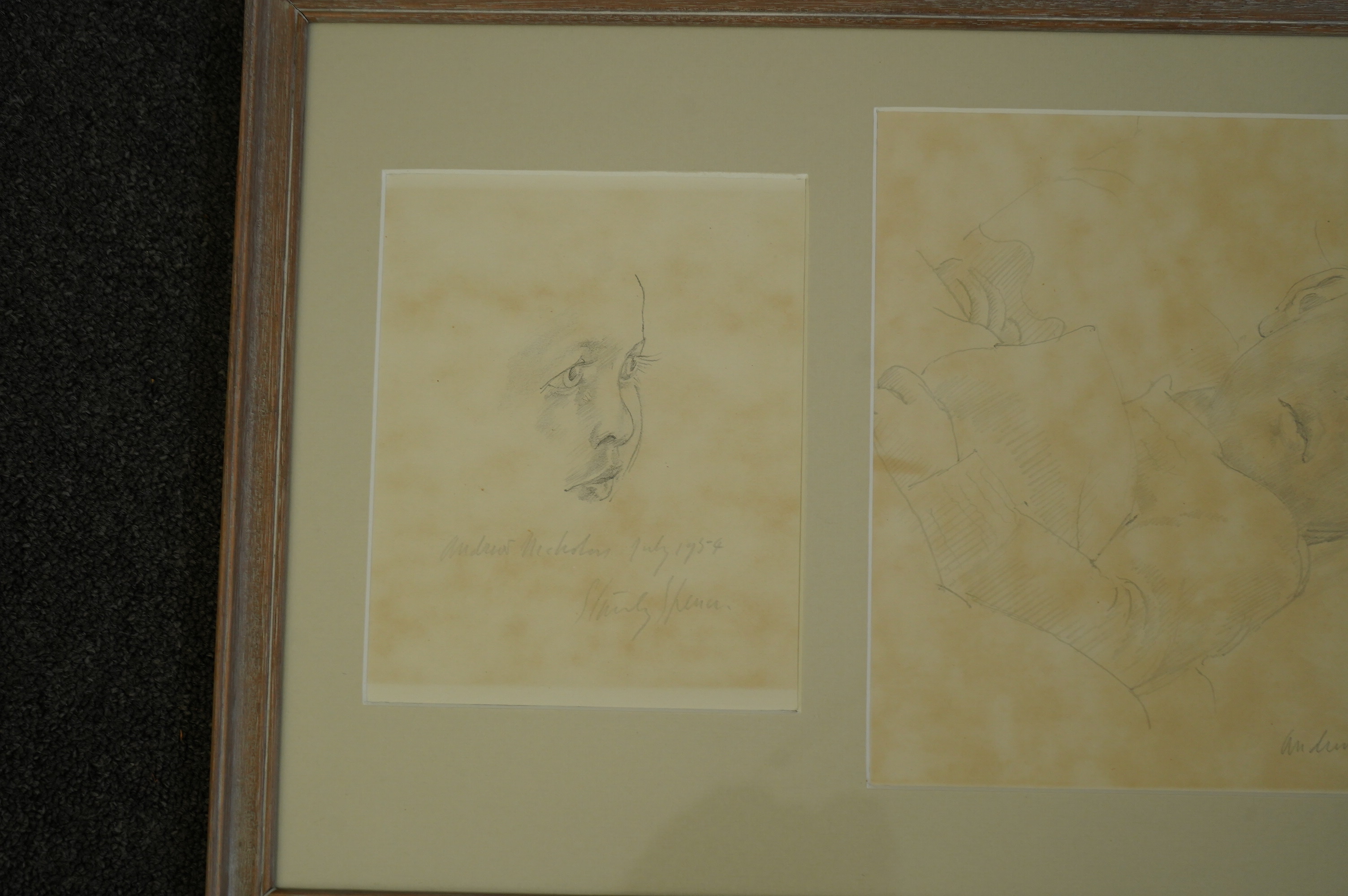 Sir Stanley Spencer R.A. (British, 1891-1959), pencil on paper, Studies of Andrew Franks, aged 2½ years at Chauntry Court, Maidenhead, during the summer of 1954, signed in pencil and dated July 1954, 24 x 32cm and 19.5 x